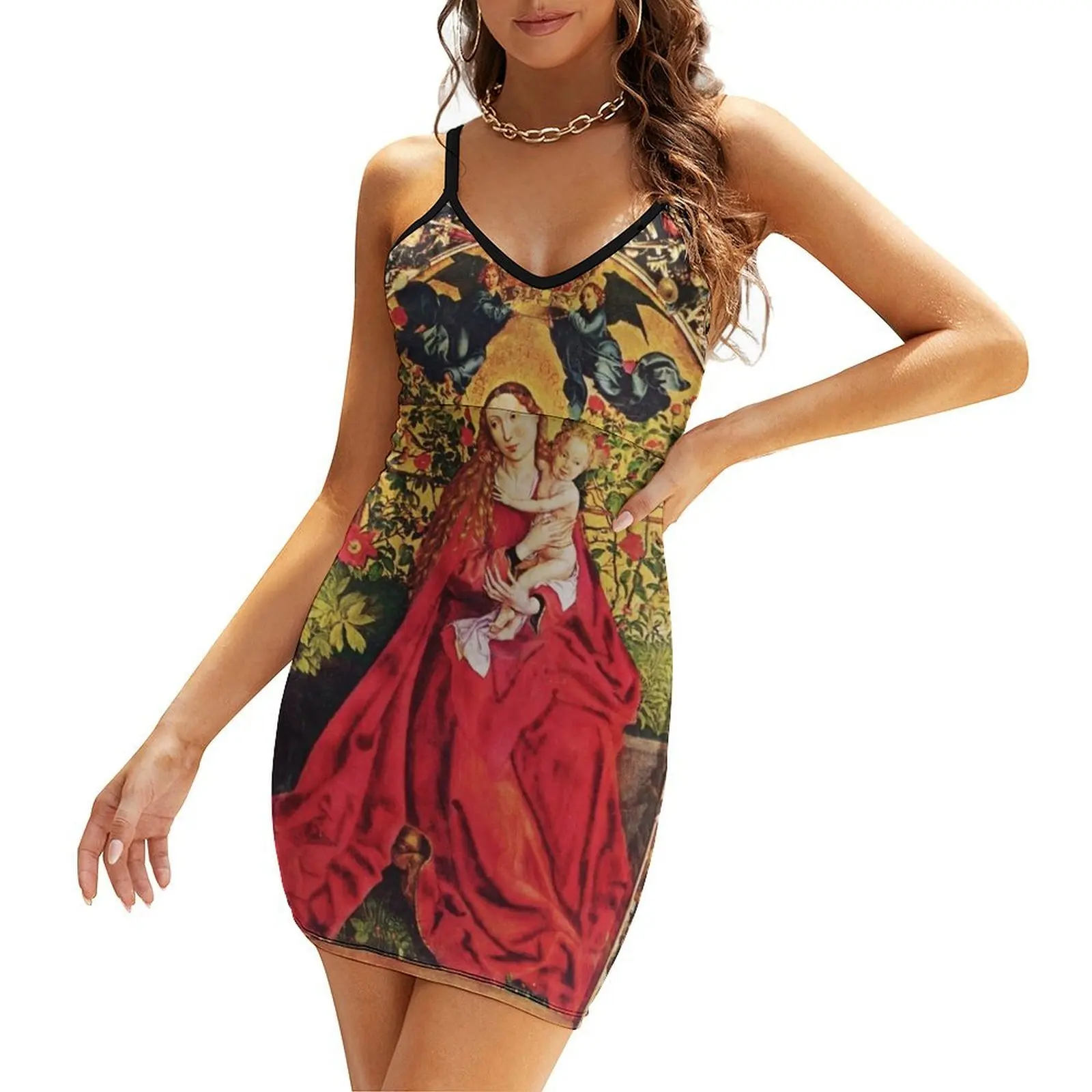 MADONNA OF THE ROSE BOWER WITH ANGELS by Martin Schongauer Sling Dress summer dresses ladies 2025 women's fashion dresses 
MADONNA OF THE ROSE BOWER WITH ANGELS by Martin Schongauer Sling Dress summer dresses ladies 2025 women's fashion dresses