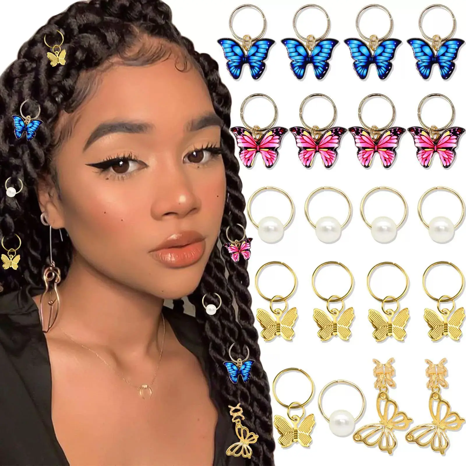 Pearl Oil Drop Butterfly Dreadlock Hair Accessory DIY Alloy Butterfly Pendant Hair Decoration Headwear
Pearl Oil Drop Butterfly Dreadlock Hair Accessory DIY Alloy Butterfly Pendant Hair Decoration Headwear