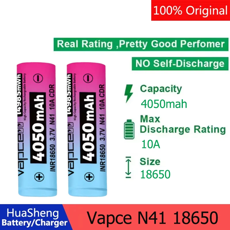 Новая оригинальная литиевая аккумуляторная батарея Vapcell N41 18650, емкостью 4050 мАч, 3.7В 10А, подходит для электроинструментов
Новая оригинальная литиевая аккумуляторная батарея Vapcell N41 18650, емкостью 4050 мАч, 3.7В 10А, подходит для электроинструментов