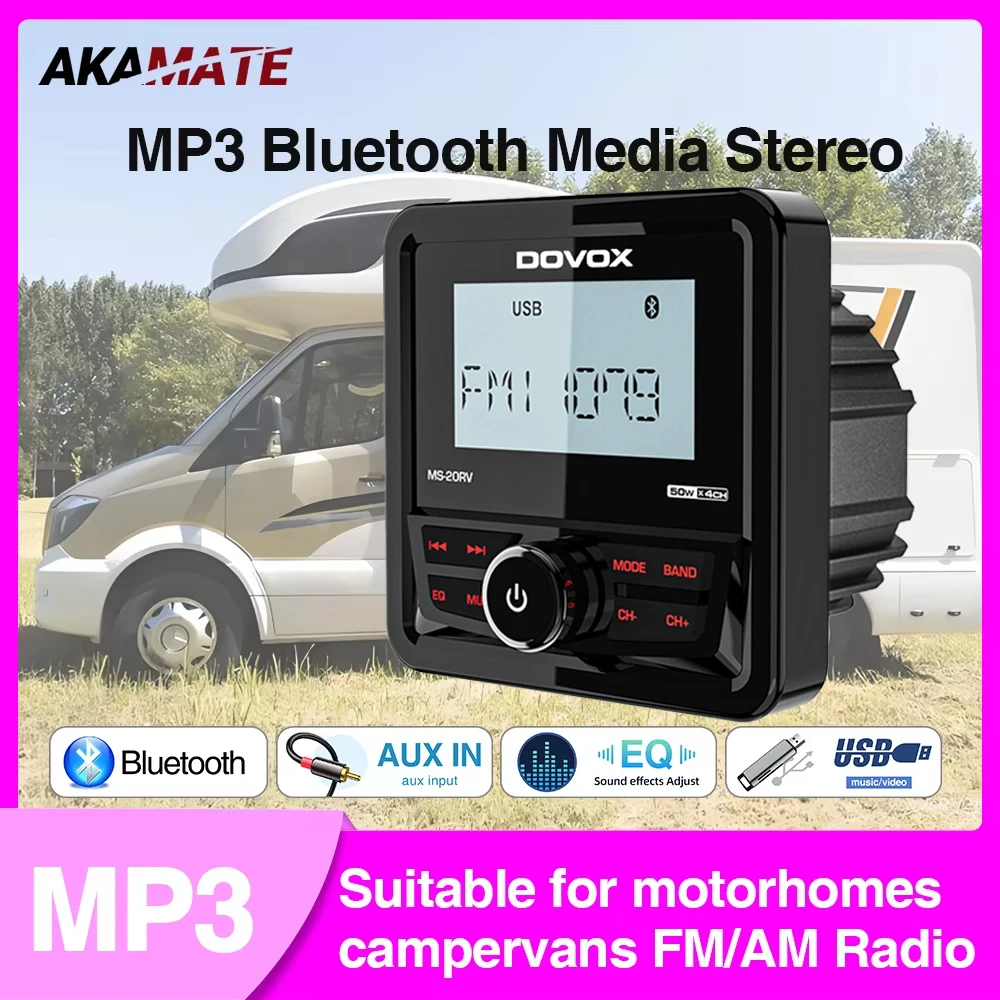 For RV Car Radio Stereo MP3 Media Player 200W Speaker Bluetooth USB AUX EQ for UTV ATV SPA RZR Marine Yacht FM AM Radio Antenna
For RV Car Radio Stereo MP3 Media Player 200W Speaker Bluetooth USB AUX EQ for UTV ATV SPA RZR Marine Yacht FM AM Radio Antenna