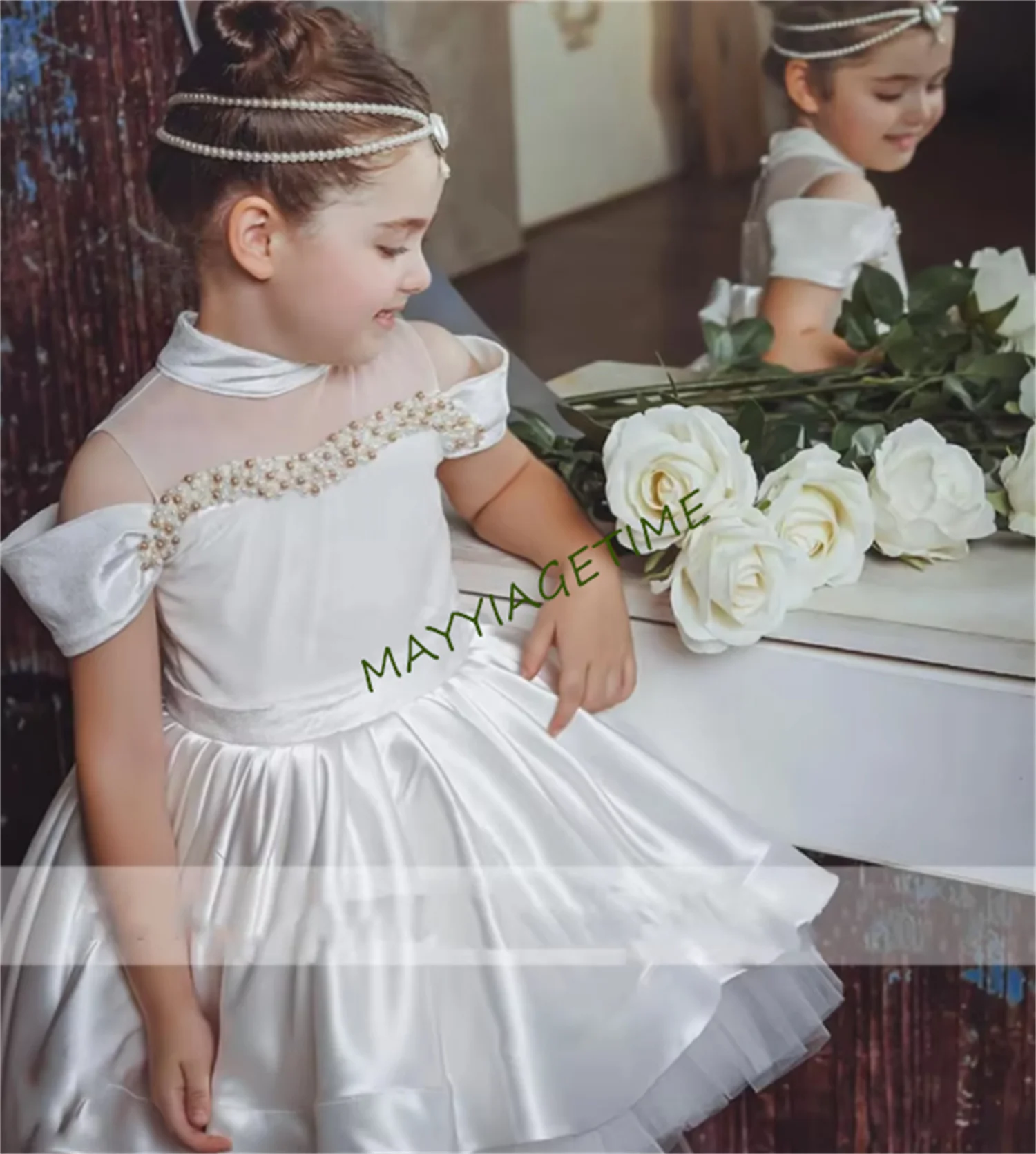 Custom madePink Flower Girl Dresses Tulle Satin With Tailing And Bow Short Sleeve For Wedding Birthday Banquet Princess Gown
Custom madePink Flower Girl Dresses Tulle Satin With Tailing And Bow Short Sleeve For Wedding Birthday Banquet Princess Gown