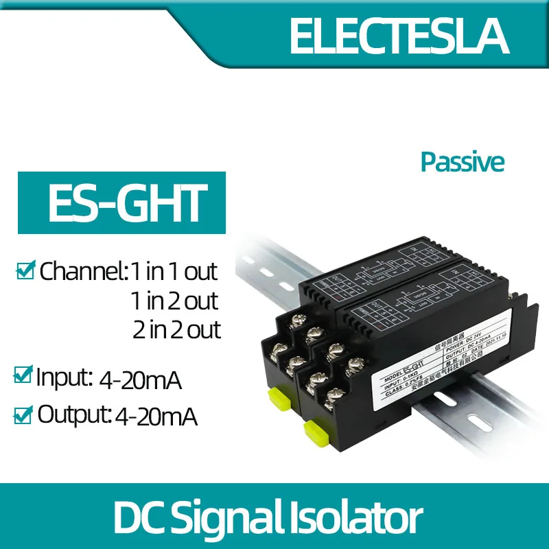 DC Signal Isolator Passive Transmitter Current Voltage Isolation ES-GHT 4-20mA Signal Generator Distribution Converter passive
DC Signal Isolator Passive Transmitter Current Voltage Isolation ES-GHT 4-20mA Signal Generator Distribution Converter passive