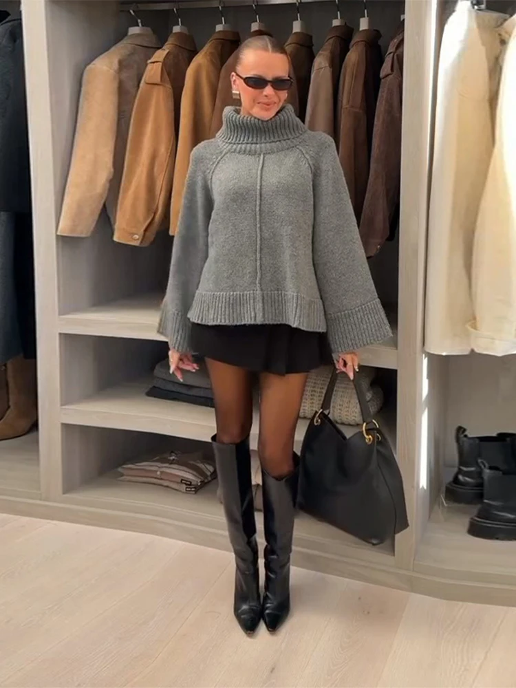 Women Choker Full Sleeve Loose Solid Pullover Female 2025 Autumn Winter Fashion Street Outerwear Lady Casual Knitted Sweaters
Women Choker Full Sleeve Loose Solid Pullover Female 2025 Autumn Winter Fashion Street Outerwear Lady Casual Knitted Sweaters