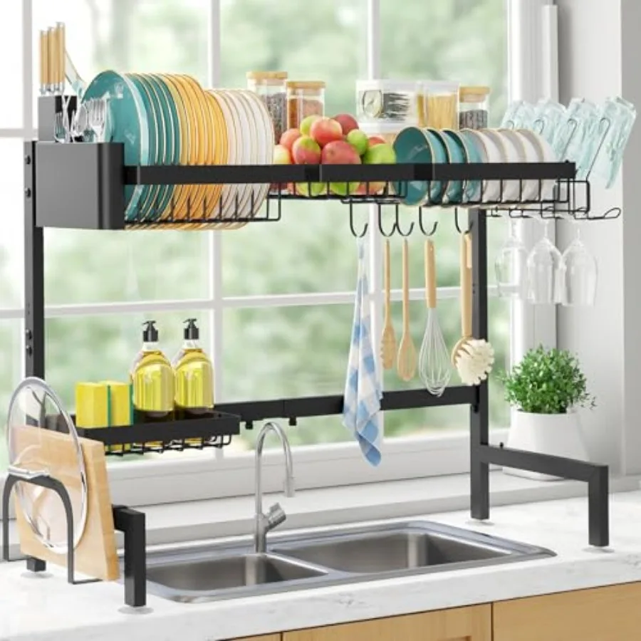 Over The Sink Dish Drying Rack - Adjustable 2 Tier X-Large Capacity Stainless Steel Drainer with Cutlery and Utensil Holders, K
Over The Sink Dish Drying Rack - Adjustable 2 Tier X-Large Capacity Stainless Steel Drainer with Cutlery and Utensil Holders, K