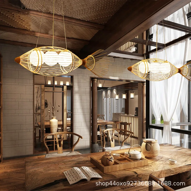 South East Asia Chandelier Creative Personality Lampshade Hotel Restaurant Hot Pot Shop Rattan Art Homestay Fish Shaped Bamboo
South East Asia Chandelier Creative Personality Lampshade Hotel Restaurant Hot Pot Shop Rattan Art Homestay Fish Shaped Bamboo