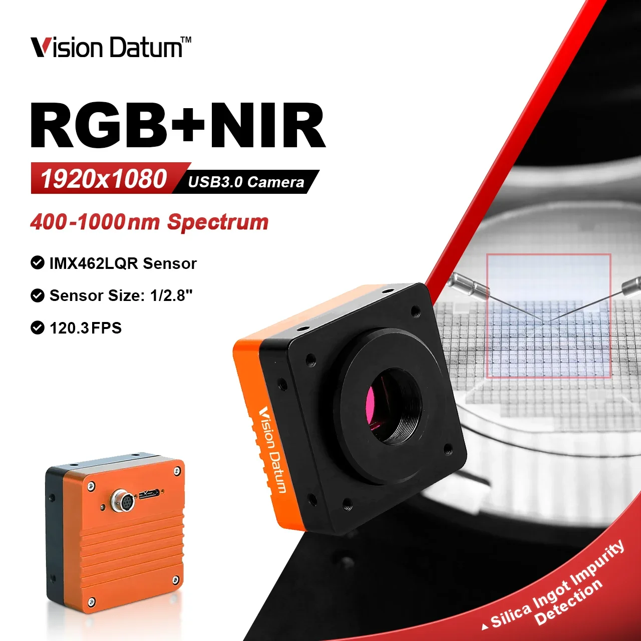 1920x1080 120.3fps IMX462 RGB+NIR 400-1100nm USB3.0 VIS NIR Camera for Quality Control 
1920x1080 120.3fps IMX462 RGB+NIR 400-1100nm USB3.0 VIS NIR Camera for Quality Control