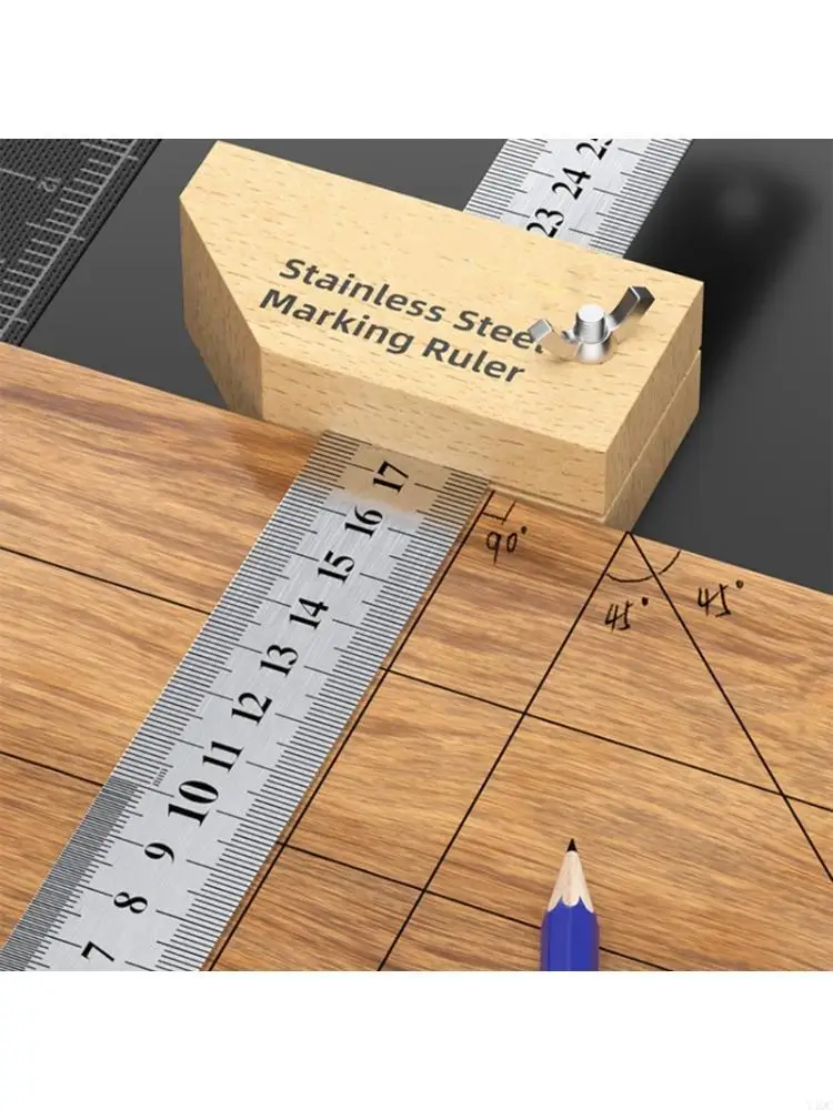 Woodworking Measuring Tool with Beechwood Positioning Block for Craftsmen Y4QC