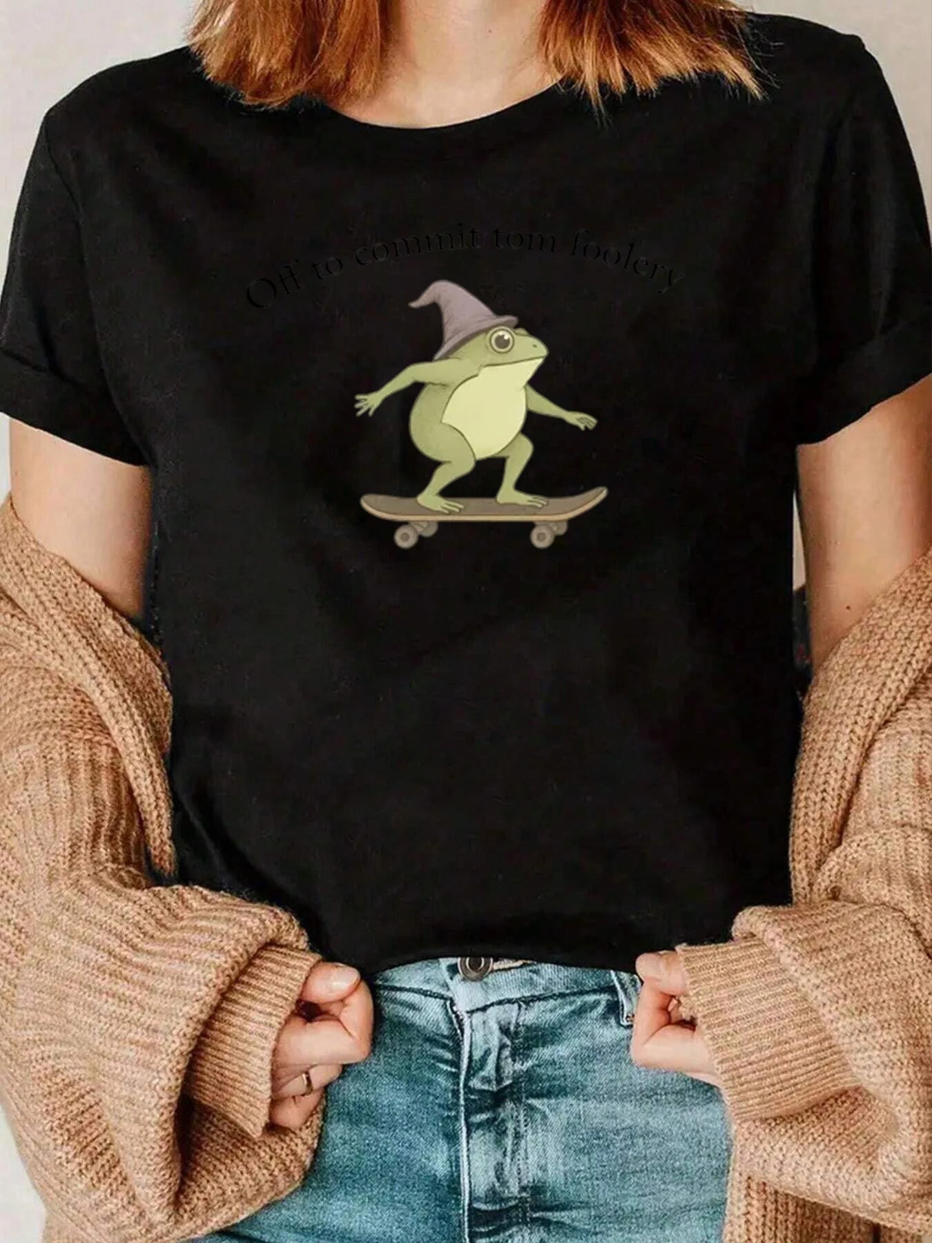 Frog On Skateboard With Hat Print T Shirt Casual Wear For Women 220g
Frog On Skateboard With Hat Print T Shirt Casual Wear For Women 220g