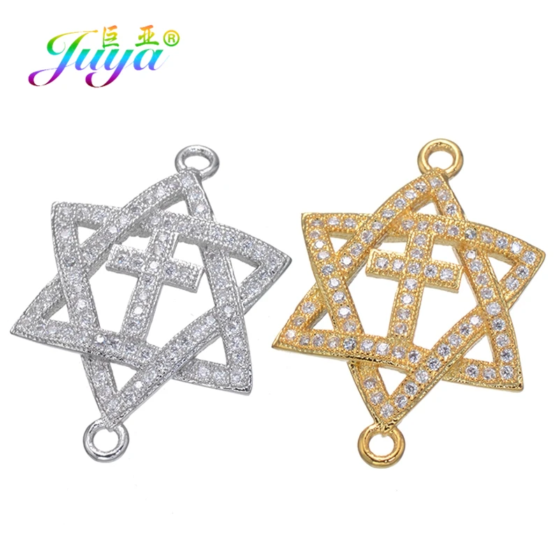 Juya 18K Gold Plated Jewish Accessories Cz Copper Star Of David Charms Connectors For DIY Religious Judaism Jewelry Making
Juya 18K Gold Plated Jewish Accessories Cz Copper Star Of David Charms Connectors For DIY Religious Judaism Jewelry Making