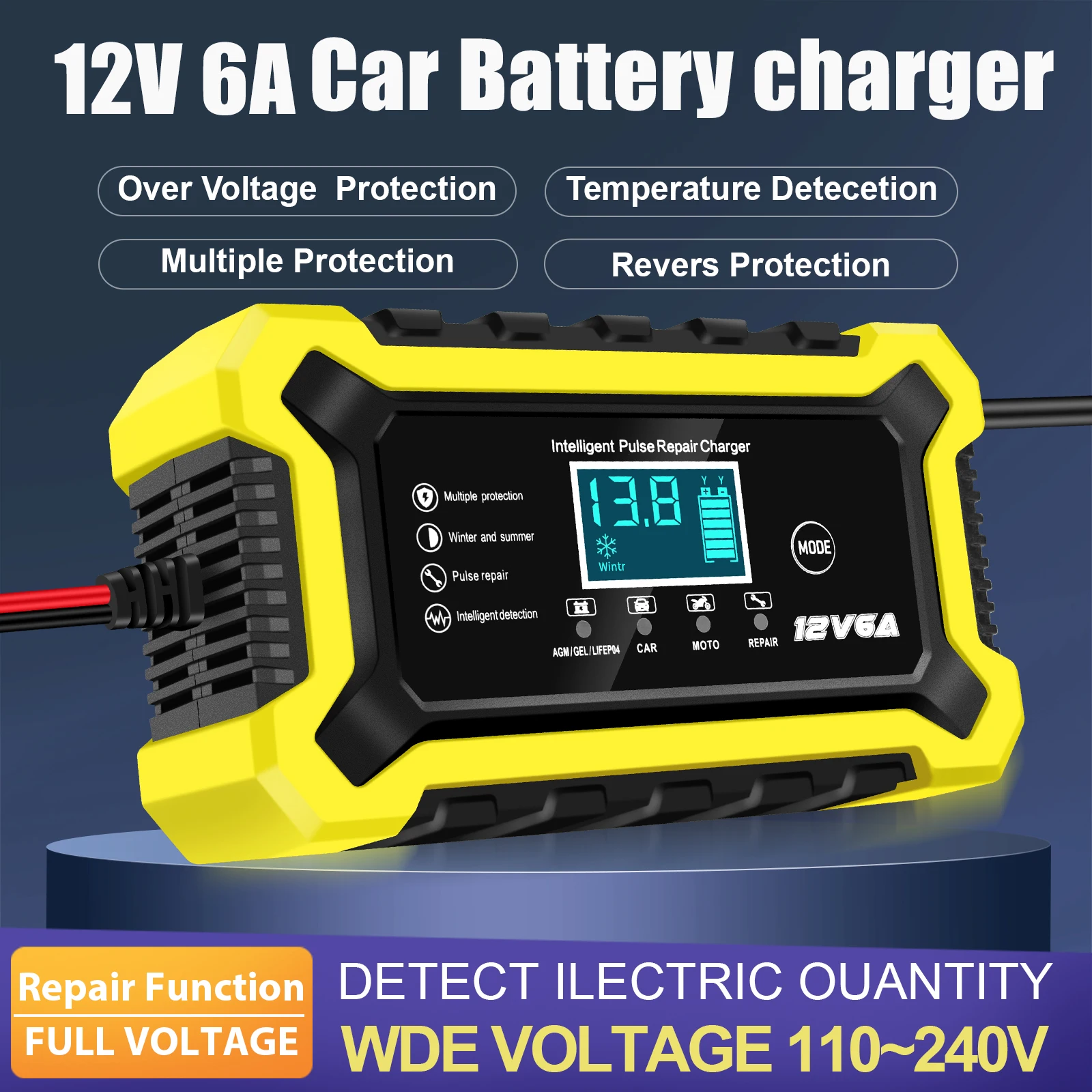 Nc101 Car Battery Charger, Smart Battery Trickle Charger 12V 6A Automotive Battery Maintainer Desulfator with Temperature Compensation
Nc101 Car Battery Charger, Smart Battery Trickle Charger 12V 6A Automotive Battery Maintainer Desulfator with Temperature Compensation