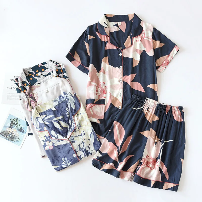 Women's Pajamas Set Short-sleeved Shorts Home Loose Two-piece Suit for Home Sleepwear Printed Big Size Female
Women's Pajamas Set Short-sleeved Shorts Home Loose Two-piece Suit for Home Sleepwear Printed Big Size Female