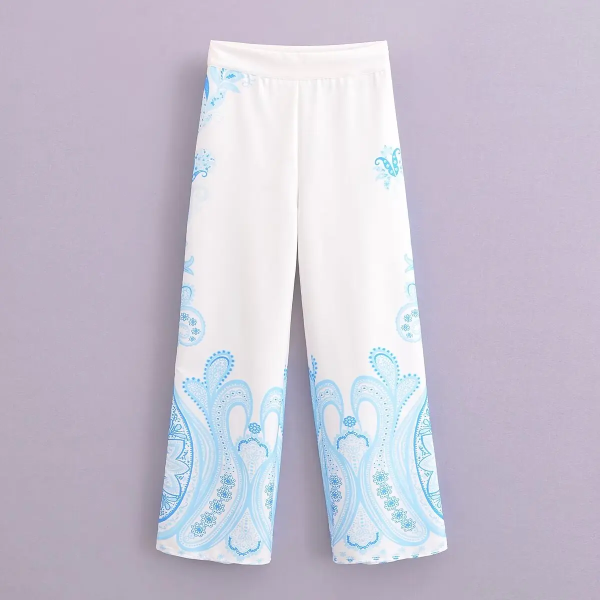 Casual style Wide Blue printed pants Women's Spring Summer Chinese Style High Waisted Bottom comfort Slim Loose Pants
Casual style Wide Blue printed pants Women's Spring Summer Chinese Style High Waisted Bottom comfort Slim Loose Pants