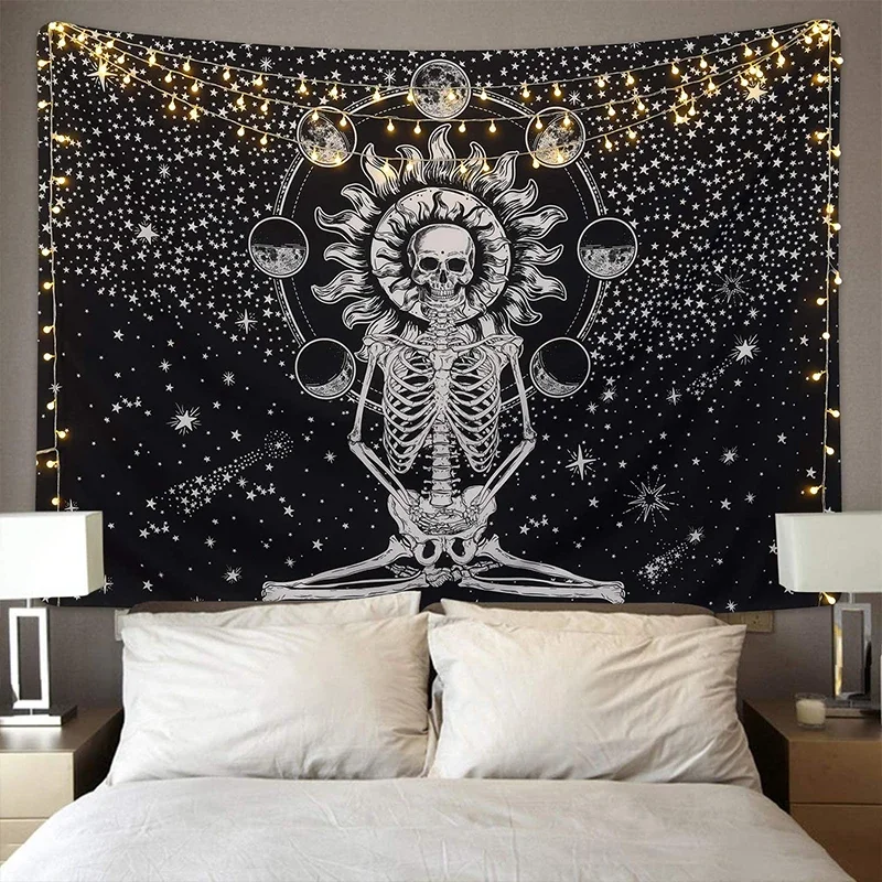 Skull Tapestry Skeleton moon phase meditation skeleton wall hanging chakra star tapestry black white star tapestry Home Decor
Skull Tapestry Skeleton moon phase meditation skeleton wall hanging chakra star tapestry black white star tapestry Home Decor