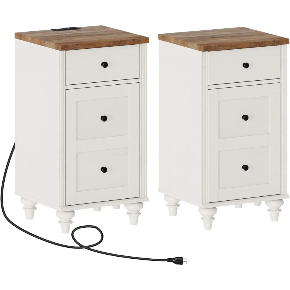 Set of 2 Nightstands with Charging Station, End Table with Power Outlets & USB Ports, Modern Side Table with Drawer.
Set of 2 Nightstands with Charging Station, End Table with Power Outlets & USB Ports, Modern Side Table with Drawer.