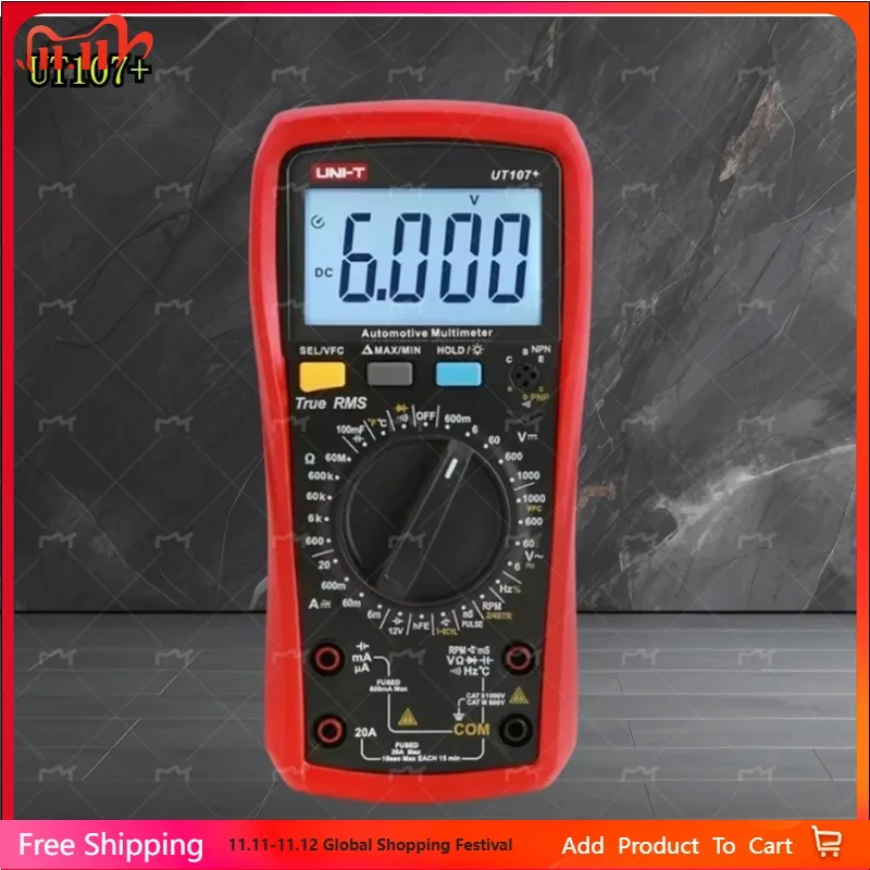 UNI-T UT105+ UT107 Plus Automotive Multimeter with Tachometer Engine Speed RPM VFC Tester Professional Digital Car Multi Meter
UNI-T UT105+ UT107 Plus Automotive Multimeter with Tachometer Engine Speed RPM VFC Tester Professional Digital Car Multi Meter