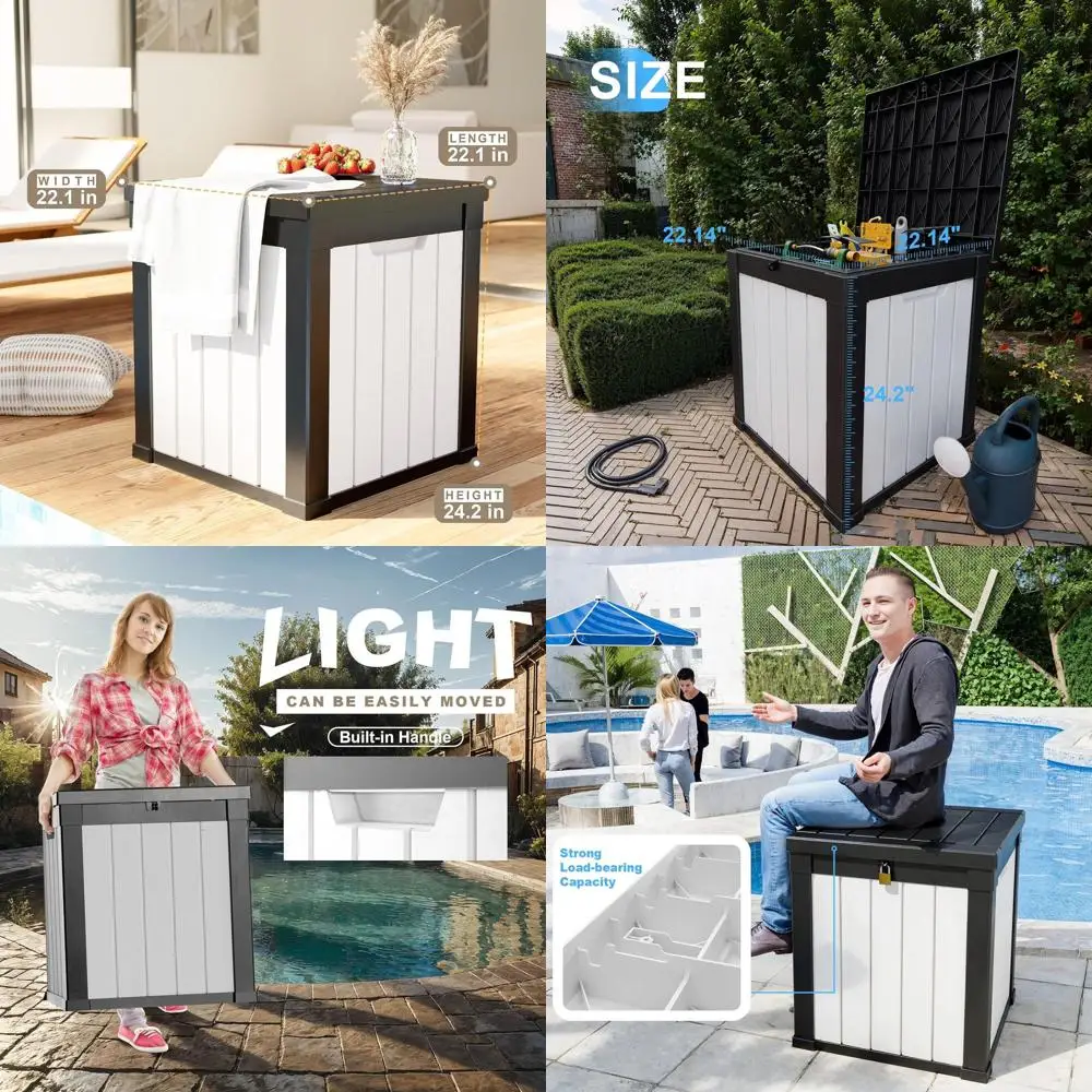 Weatherproof 50 Gallon Deck Box with Lock, Outdoor Patio Storage for Cushions, Furniture, Tools, and Pool Gear (Black & White)
Weatherproof 50 Gallon Deck Box with Lock, Outdoor Patio Storage for Cushions, Furniture, Tools, and Pool Gear (Black & White)
