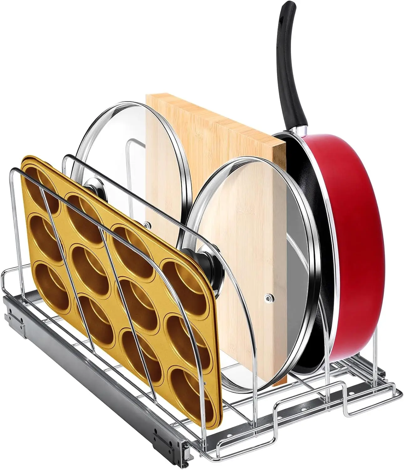 Pan and Pot Rack, Expandable Pull Out Under Cabinet Organizer, Cookie Sheet Baking Pans tray Organization, Adjustable Wire Di
Pan and Pot Rack, Expandable Pull Out Under Cabinet Organizer, Cookie Sheet Baking Pans tray Organization, Adjustable Wire Di
