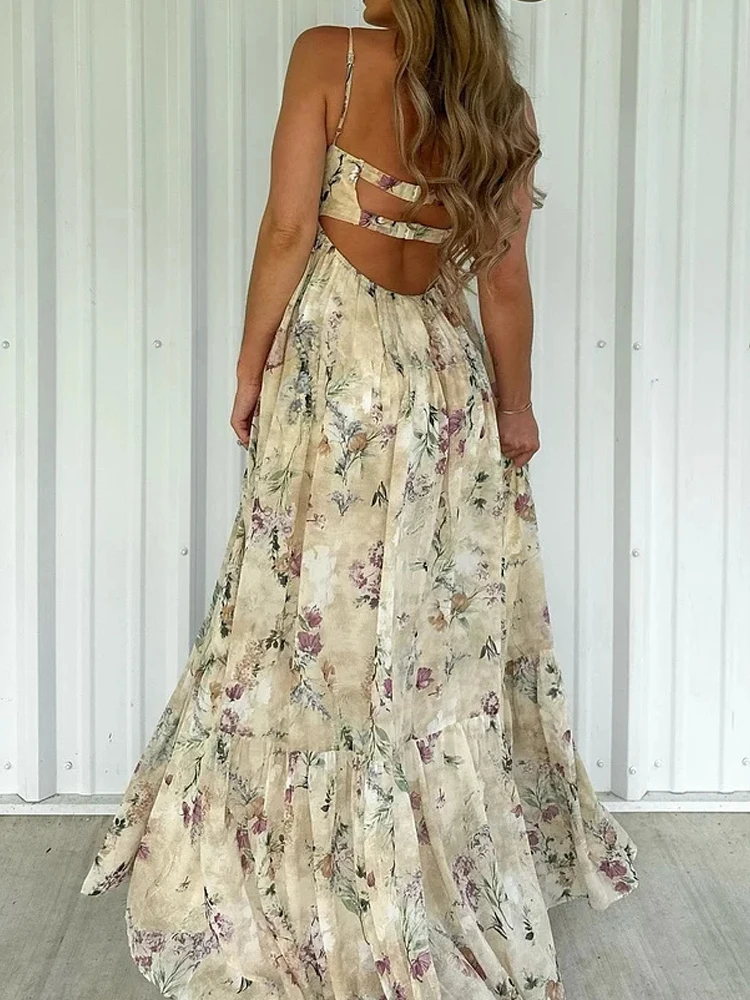 Elegant Floral Print Boho Vacation Dress Sexy Strapless Sleeveless Spaghetti Strap Dress Women's Fashion Draped Swing Long Dress
Elegant Floral Print Boho Vacation Dress Sexy Strapless Sleeveless Spaghetti Strap Dress Women's Fashion Draped Swing Long Dress