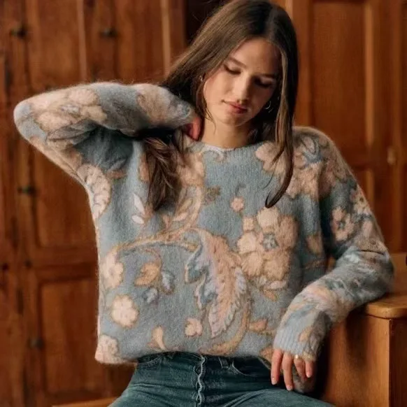 Loose Floral Print Knitted Sweater 2024 Autumn Winter New Sle Casual Comfortable Mixed Fiber Long Sve round Ne Top
Loose Floral Print Knitted Sweater 2024 Autumn Winter New Sle Casual Comfortable Mixed Fiber Long Sve round Ne Top