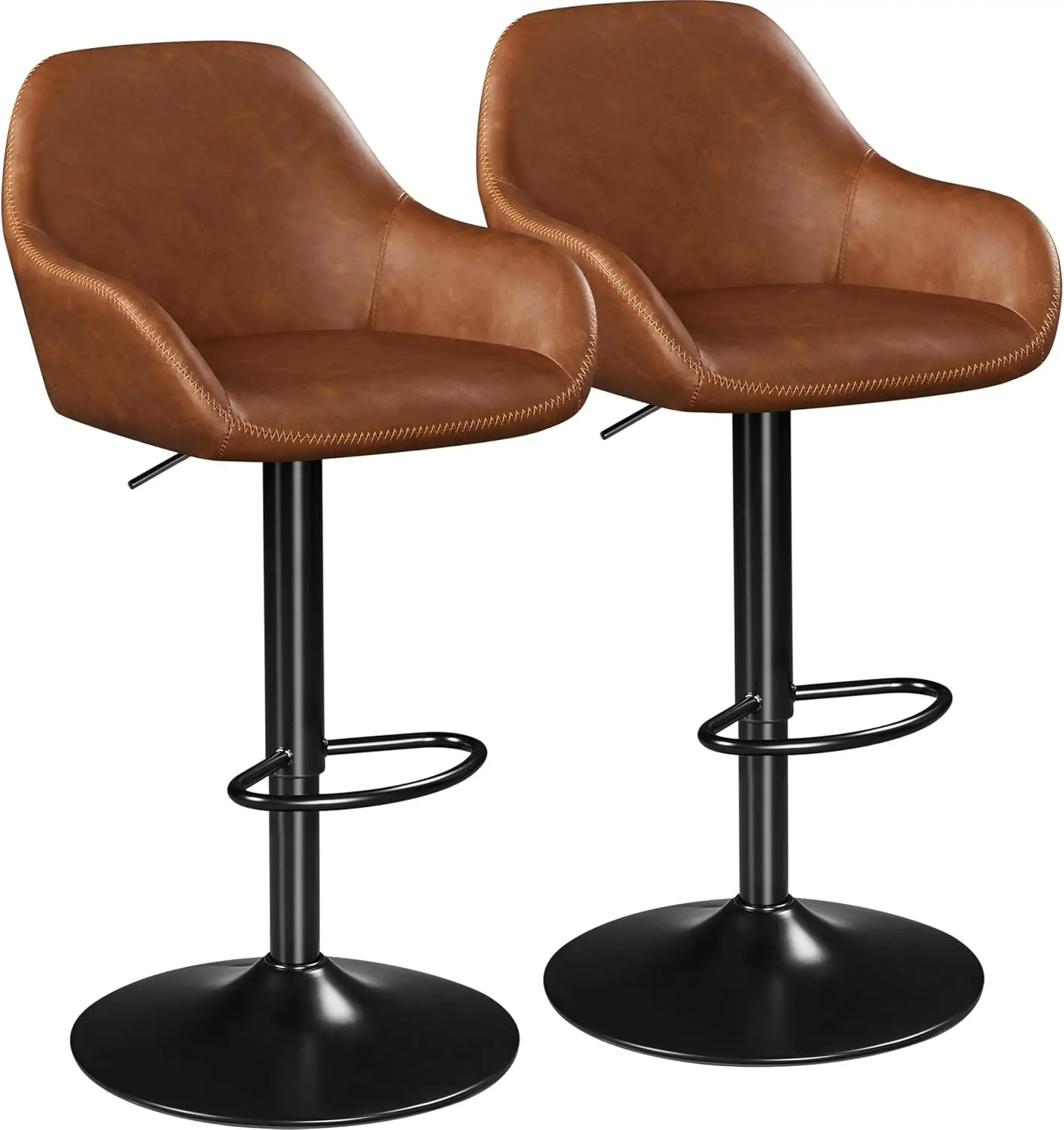 Retro Brown PU Leather Swivel Bar Stools Set of 2, Adjustable Height with Backrest and Footrest for Kitchen Island
Retro Brown PU Leather Swivel Bar Stools Set of 2, Adjustable Height with Backrest and Footrest for Kitchen Island