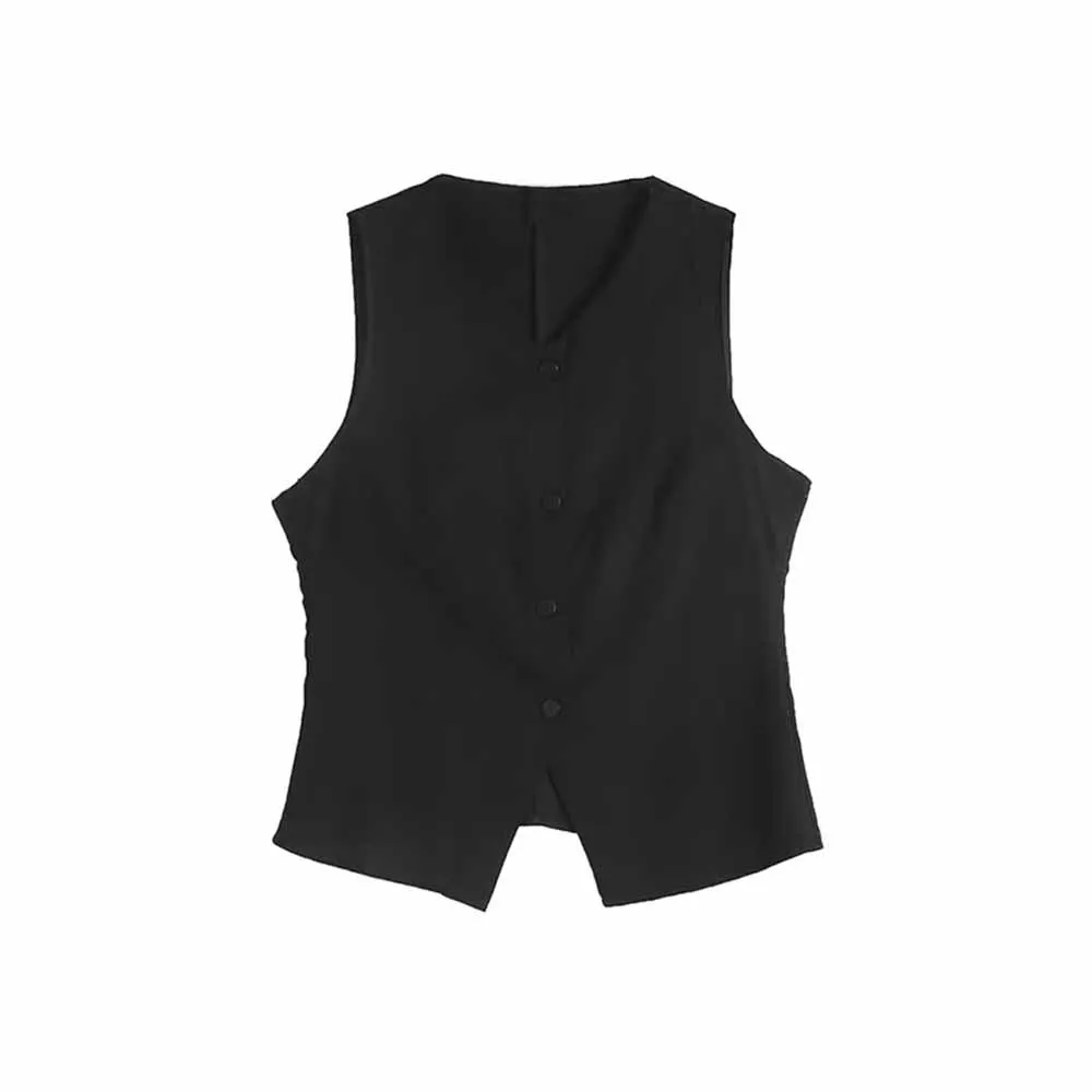 Women's new fashion black casual versatile slim single breasted suit vest retro V Neck sleeveless women's vest chic top Skazi
Women's new fashion black casual versatile slim single breasted suit vest retro V Neck sleeveless women's vest chic top Skazi