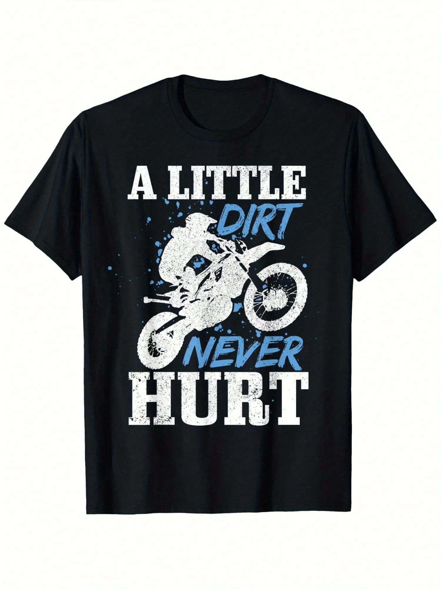 Мужская футболка для мотокросса с графическим принтом, черная с синим мотоциклетным принтом, короткие рукава, дизайн с надписью "A little dirt never hurts"
Мужская футболка для мотокросса с графическим принтом, черная с синим мотоциклетным принтом, короткие рукава, дизайн с надписью "A little dirt never hurts"