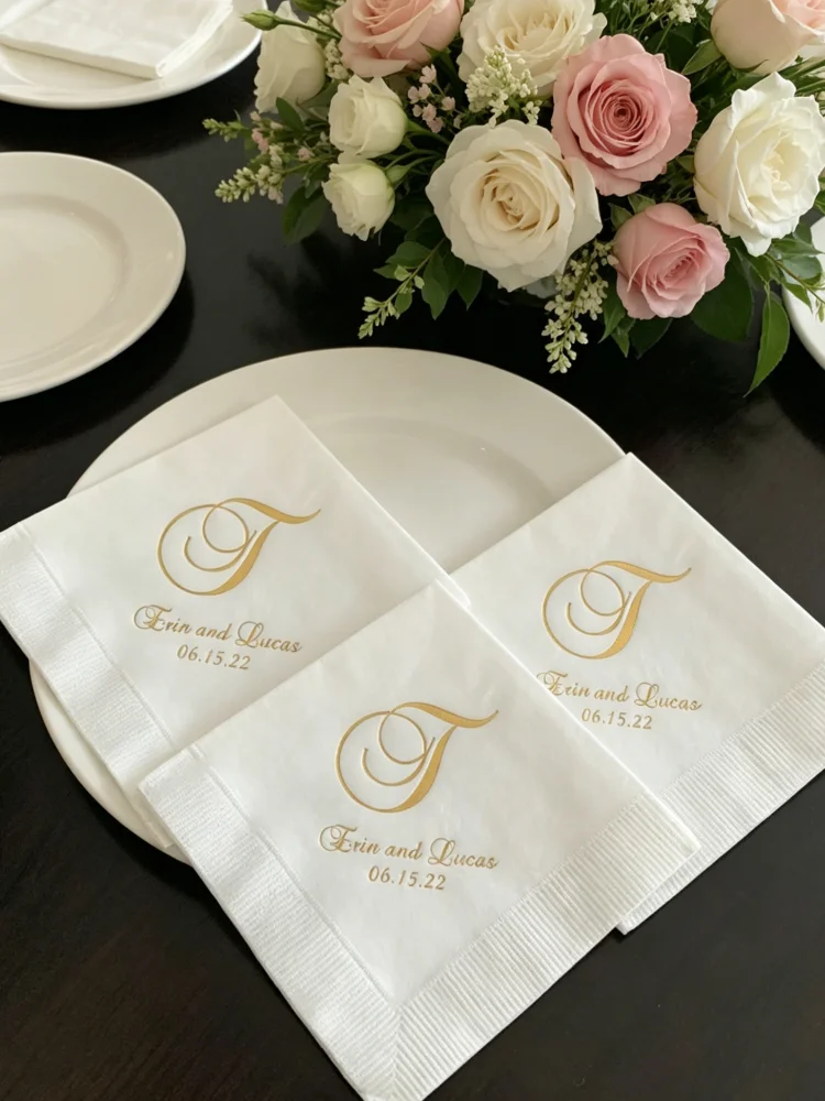 Foil Imprinted Monogram Personalized Guest Towels, Custom Printed Wedding Paper Napkins, Elegant Cocktail Luncheon Beverage
Foil Imprinted Monogram Personalized Guest Towels, Custom Printed Wedding Paper Napkins, Elegant Cocktail Luncheon Beverage
