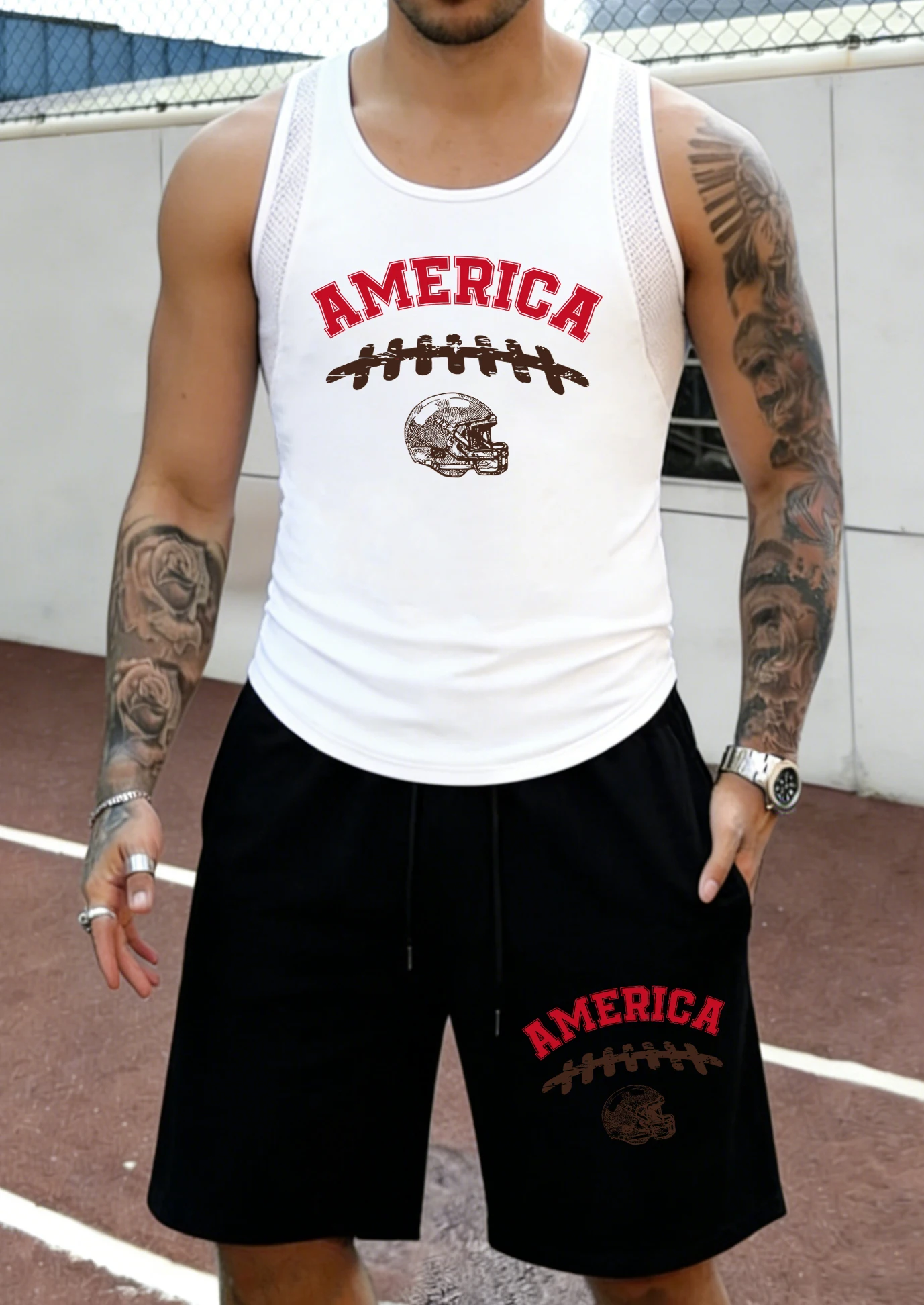 America Rugby Vintage Printing Male Summer Mesh Loose Short Suits Basic Simple Vest All-Match Street Sportpants Outdoor Shorts
America Rugby Vintage Printing Male Summer Mesh Loose Short Suits Basic Simple Vest All-Match Street Sportpants Outdoor Shorts