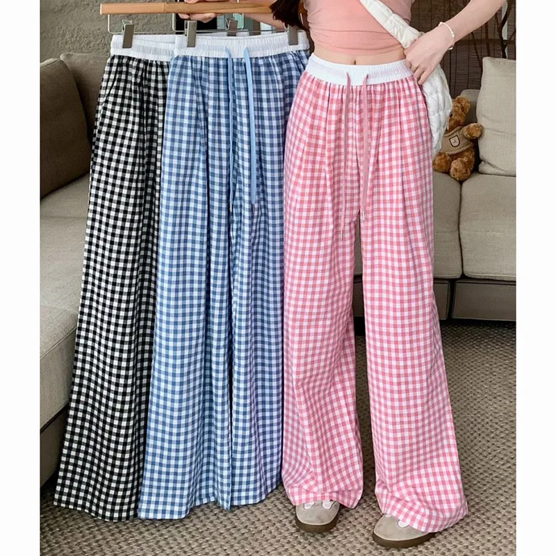 2025 Summer Girls Pink Plaid Wide Leg Pants Lady Fashion Designer Straight Leg Trousers Women Korean High Waisted Baggy Slacks
2025 Summer Girls Pink Plaid Wide Leg Pants Lady Fashion Designer Straight Leg Trousers Women Korean High Waisted Baggy Slacks