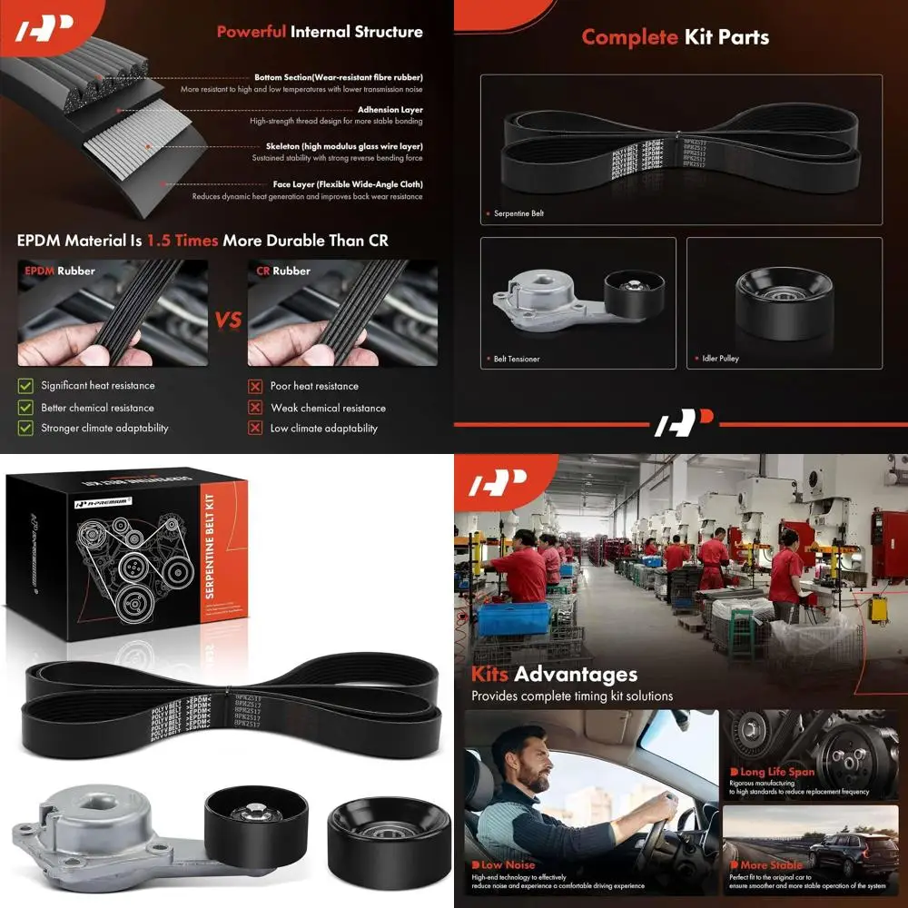 A-Premium Serpentine Drive Belt Kit W/Tensioner & Idler Compatible with Ford & Starcraft Cars - F-150, F-250, E-150 Econoline, E
A-Premium Serpentine Drive Belt Kit W/Tensioner & Idler Compatible with Ford & Starcraft Cars - F-150, F-250, E-150 Econoline, E