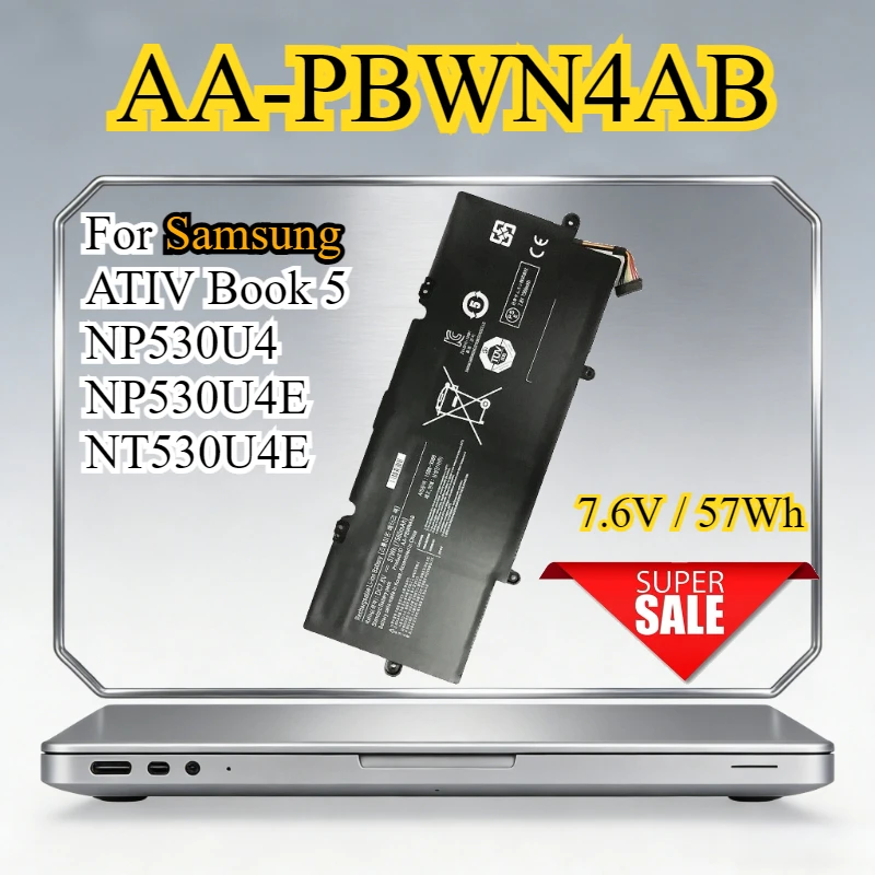 AA-PBWN4AB Laptop Battery for Samsung ATIV Book 5 540U ATIV Book 5 NP740 NP730U3E NP740U3E NP540U4E BA43-00360A NT540U4 NT530U4E
AA-PBWN4AB Laptop Battery for Samsung ATIV Book 5 540U ATIV Book 5 NP740 NP730U3E NP740U3E NP540U4E BA43-00360A NT540U4 NT530U4E