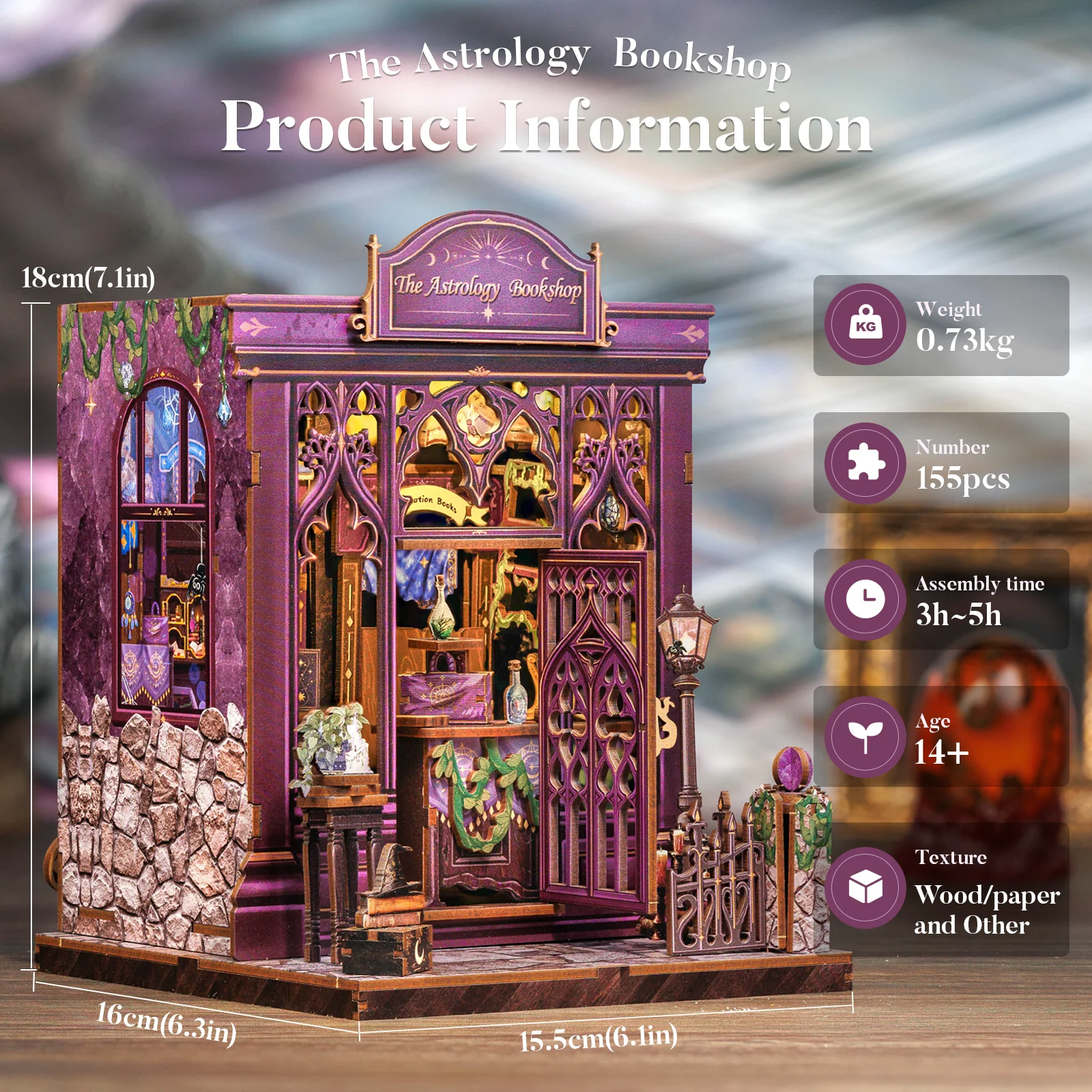 CUTEBEE Wooden Dollhouse Book Nook Kit with Dust Cover Miniature House Model to Build 3D Puzzle Bookshelf Decor with LED Lights
CUTEBEE Wooden Dollhouse Book Nook Kit with Dust Cover Miniature House Model to Build 3D Puzzle Bookshelf Decor with LED Lights