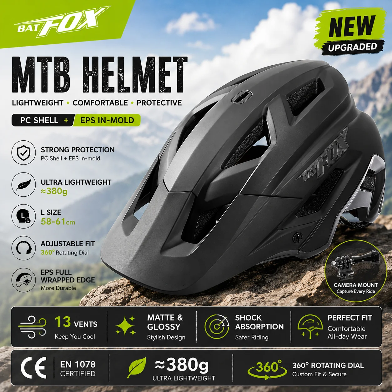 BATFOX MTB Helmet Cycling Men’s Bicycle Helmet casco bicicleta 2026 Upgraded Version Racing Mountain Road Bike Helmets
BATFOX MTB Helmet Cycling Men’s Bicycle Helmet casco bicicleta 2026 Upgraded Version Racing Mountain Road Bike Helmets