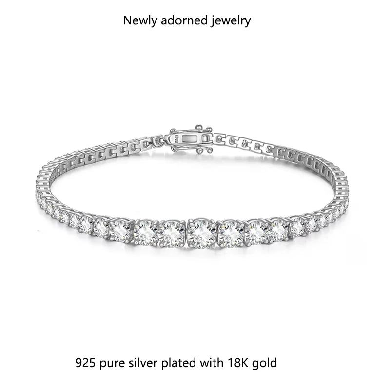 925 Sterling Silver Bracelet Electroplated with 18K Gold, New Trendy Full Diamond Gradient Tennis Bracelet for Women, Luxurious
925 Sterling Silver Bracelet Electroplated with 18K Gold, New Trendy Full Diamond Gradient Tennis Bracelet for Women, Luxurious