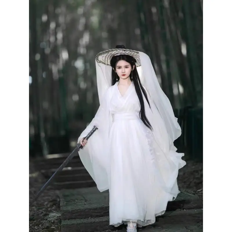 New Hanfu Wei Jin Style White Flowing Fairy Skirt Martial Arts Collar Long Sleeve Dance Costume Full Set Traditional Chinese ...
New Hanfu Wei Jin Style White Flowing Fairy Skirt Martial Arts Collar Long Sleeve Dance Costume Full Set Traditional Chinese ...