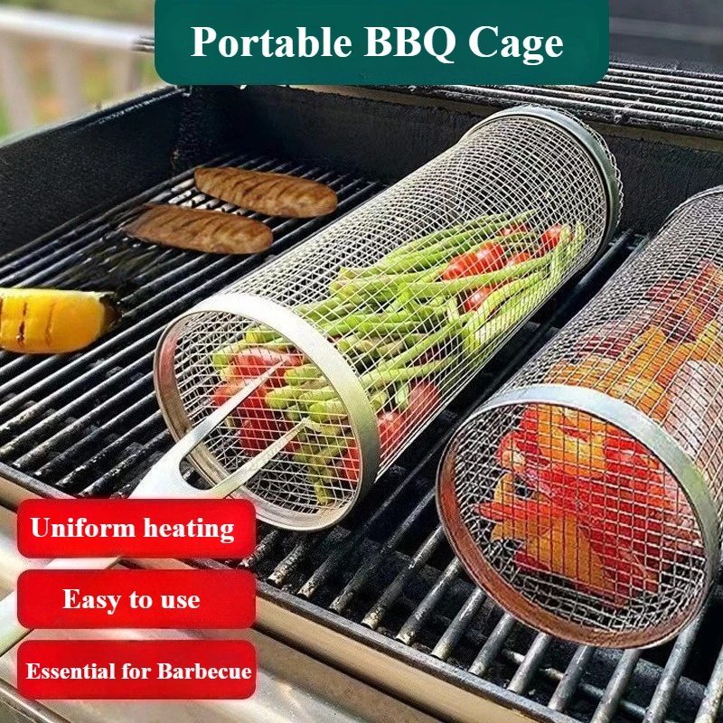 Уличная клетка для барбекю из нержавеющей стали, цилиндр для барбекю, который можно рулосить и равномерное нагревание, аксессуары для сетчатых трубок, универсальные
Уличная клетка для барбекю из нержавеющей стали, цилиндр для барбекю, который можно рулосить и равномерное нагревание, аксессуары для сетчатых трубок, универсальные