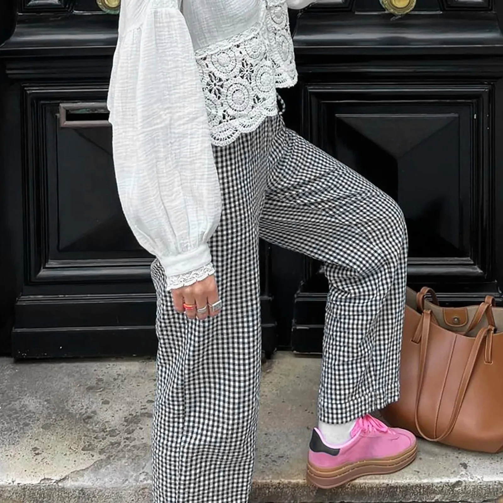 2025 Women Y2K Aesthetic Gingham Print Pants Elastic Waist Dreawstring Wide Leg Trousers Checkered Casual Lounge Pants
2025 Women Y2K Aesthetic Gingham Print Pants Elastic Waist Dreawstring Wide Leg Trousers Checkered Casual Lounge Pants