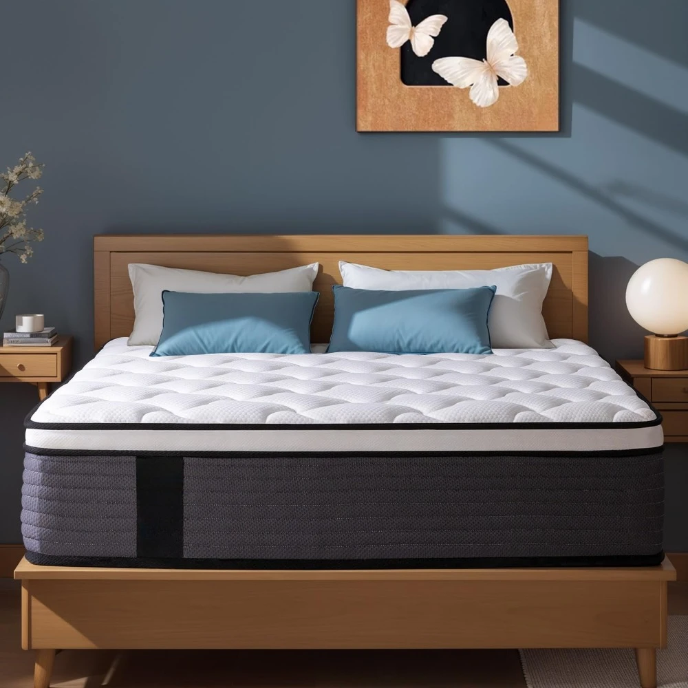 Hybrid Mattress in a Box, Gel Memory Foam & Individually Pocket Innerspring Hybrid Bed, Medium Firm Fiberglass Free
Hybrid Mattress in a Box, Gel Memory Foam & Individually Pocket Innerspring Hybrid Bed, Medium Firm Fiberglass Free