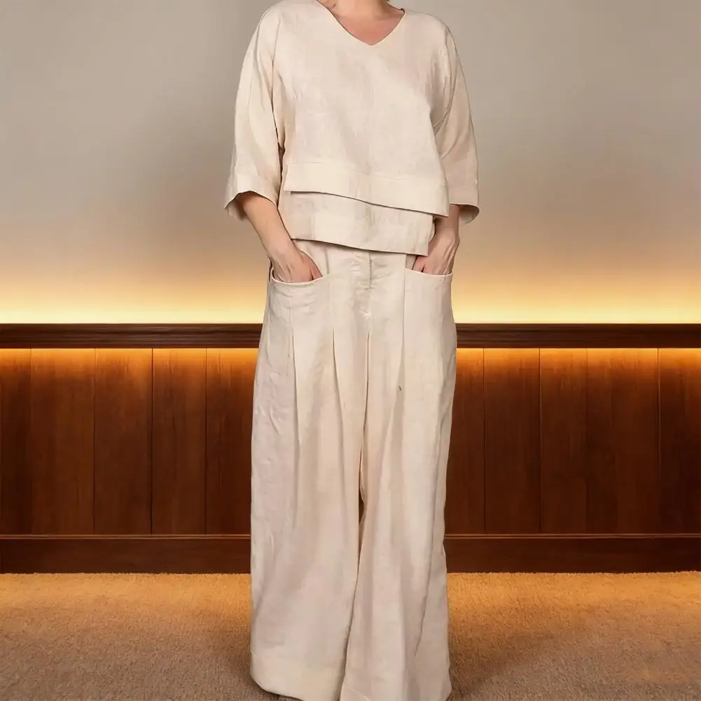 Women Outfit Women Two-piece Suit Women’s Summer 2 Piece Outfit Set V Neck Top with 3/4 Sleeves Wide Leg Pants Lounge Set
Women Outfit Women Two-piece Suit Women’s Summer 2 Piece Outfit Set V Neck Top with 3/4 Sleeves Wide Leg Pants Lounge Set