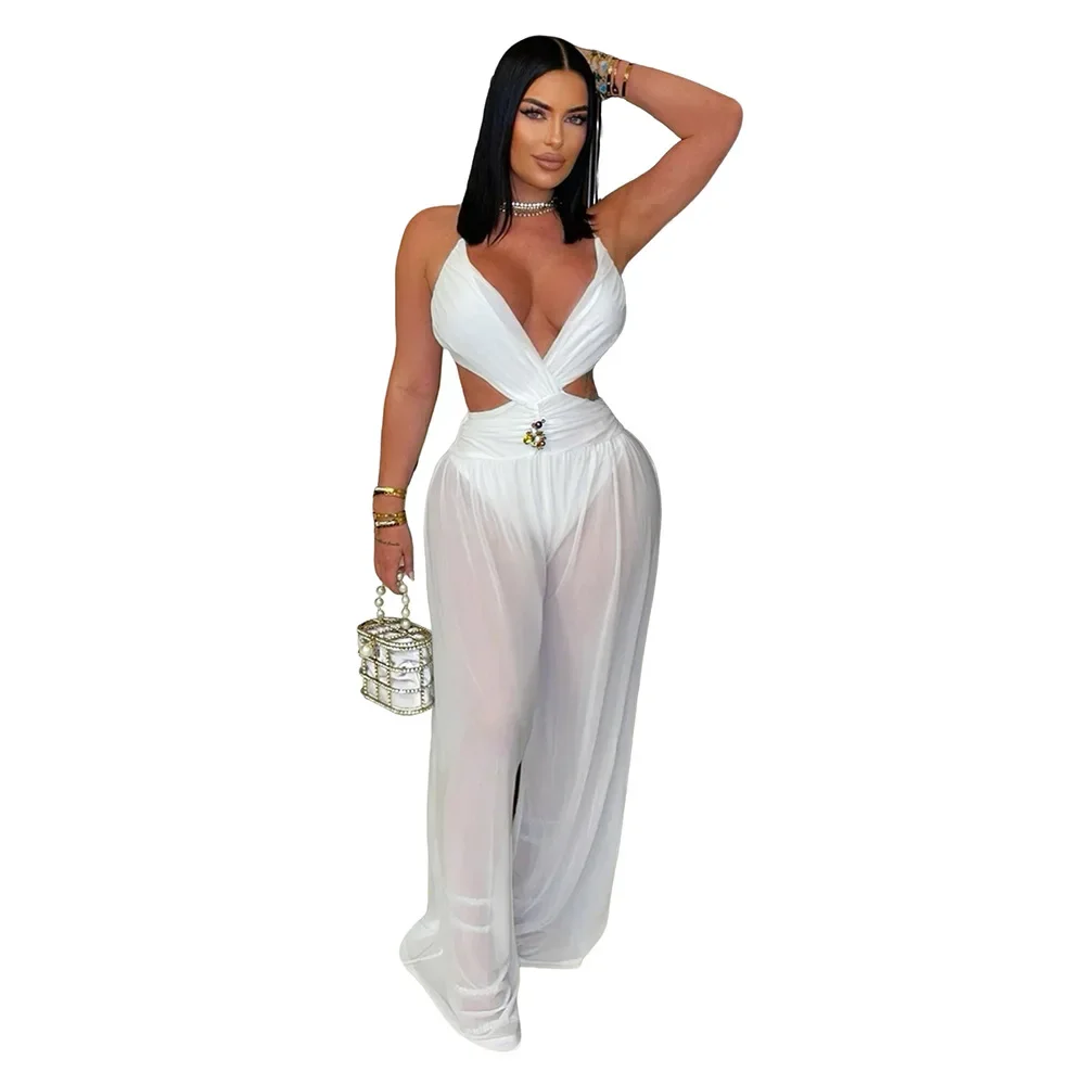 Summer New Sexy Hollow Out Bodycon Jumpsuits Women Spaghetti Strap Deep V Backless Rompers Female Streetwear Overalls
Summer New Sexy Hollow Out Bodycon Jumpsuits Women Spaghetti Strap Deep V Backless Rompers Female Streetwear Overalls