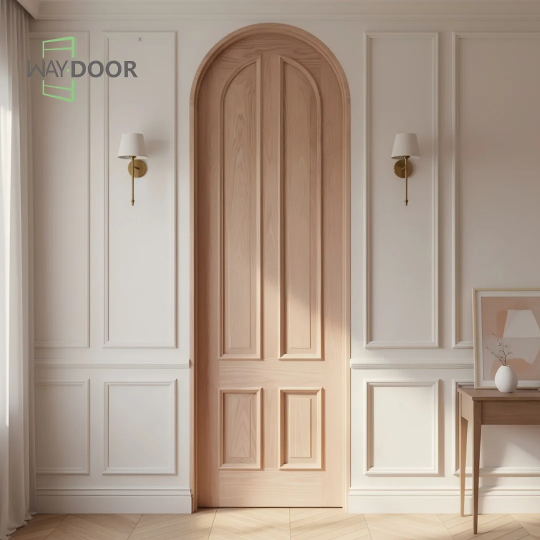 French Style Curved Wooden Exterior Door with Decorative Lines Pine Mahogany Oak Interior Single Solid Wood Arched Front Door
French Style Curved Wooden Exterior Door with Decorative Lines Pine Mahogany Oak Interior Single Solid Wood Arched Front Door