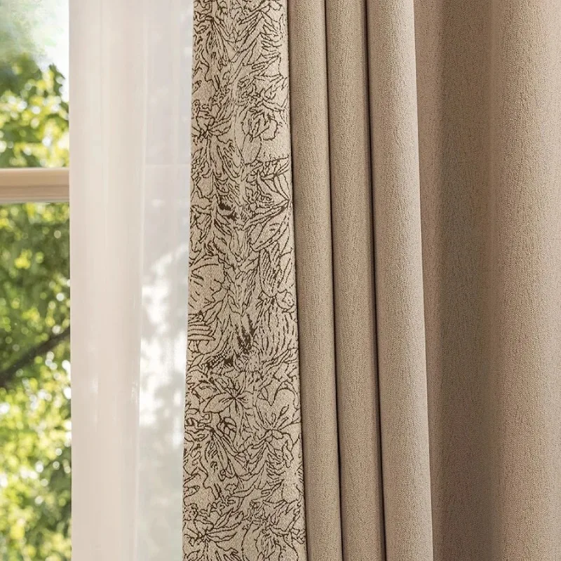 American Pattern Milk Tea Color Jacquard Thickened Chenille Patched Curtains for Living Room Bedroom French Window Customized
American Pattern Milk Tea Color Jacquard Thickened Chenille Patched Curtains for Living Room Bedroom French Window Customized
