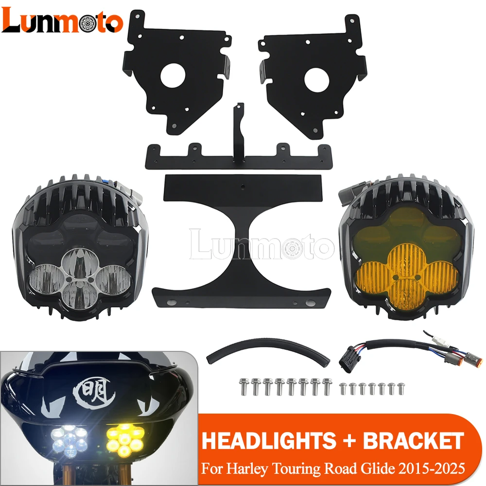Motorcycle E-Marked LED Headlight High/Low Beam Headlamp For Harley Touirng Road Glide CVO Limited Ultra Special FLTRX 2015-2025
Motorcycle E-Marked LED Headlight High/Low Beam Headlamp For Harley Touirng Road Glide CVO Limited Ultra Special FLTRX 2015-2025