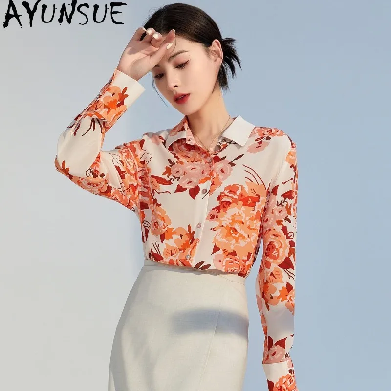 AYUNSUE 100% Mulberry Silk Blouses for Women Elegant Shirts Unique Top for Office Lady Woman Clothing Roupas Feminina Blusa
AYUNSUE 100% Mulberry Silk Blouses for Women Elegant Shirts Unique Top for Office Lady Woman Clothing Roupas Feminina Blusa