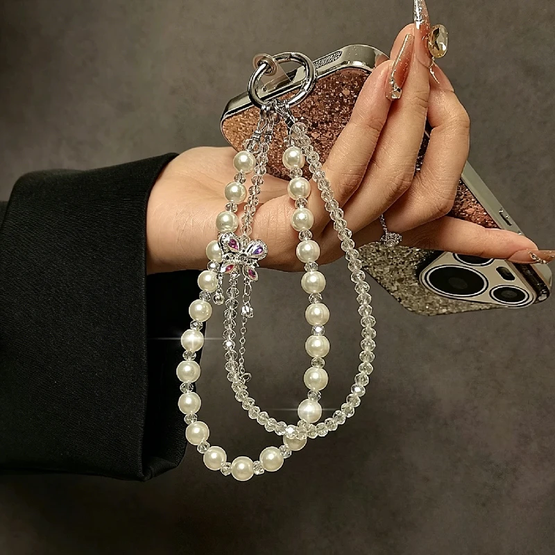 Luxury Crystal Pearl Double-layer Beaded Mobile Phone Lanyard, Wrist Short Car Keychain, Bag Pendant.
Luxury Crystal Pearl Double-layer Beaded Mobile Phone Lanyard, Wrist Short Car Keychain, Bag Pendant.