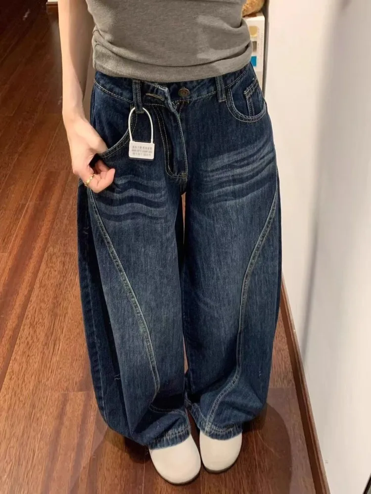 Deeptown Women's Barrel-Leg Jeans Blue Baggy American Retro High Waist Denim Trousers Vintage Y2k Floor-Length Wide Jeans Casual
Deeptown Women's Barrel-Leg Jeans Blue Baggy American Retro High Waist Denim Trousers Vintage Y2k Floor-Length Wide Jeans Casual