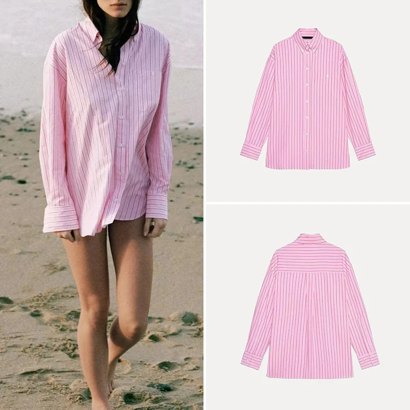 Удобная полосатая свободная посадка Long Sve irt, весенняя женская модная универсальная блузка с воротником Z, полиэфирное волокно 00%
Удобная полосатая свободная посадка Long Sve irt, весенняя женская модная универсальная блузка с воротником Z, полиэфирное волокно 00%