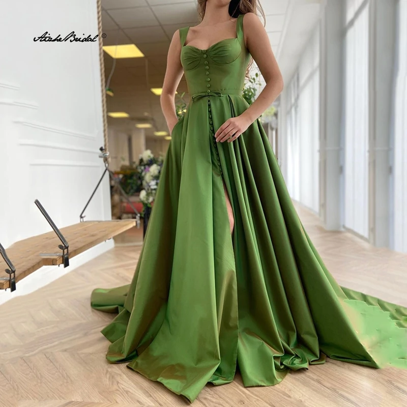 Зеленое атласное бюстье трапециевидной формы для выпускного вечера Элегантное вечернее платье на бретелях Плюс размер вечернее платье с разрезом
Зеленое атласное бюстье трапециевидной формы для выпускного вечера Элегантное вечернее платье на бретелях Плюс размер вечернее платье с разрезом