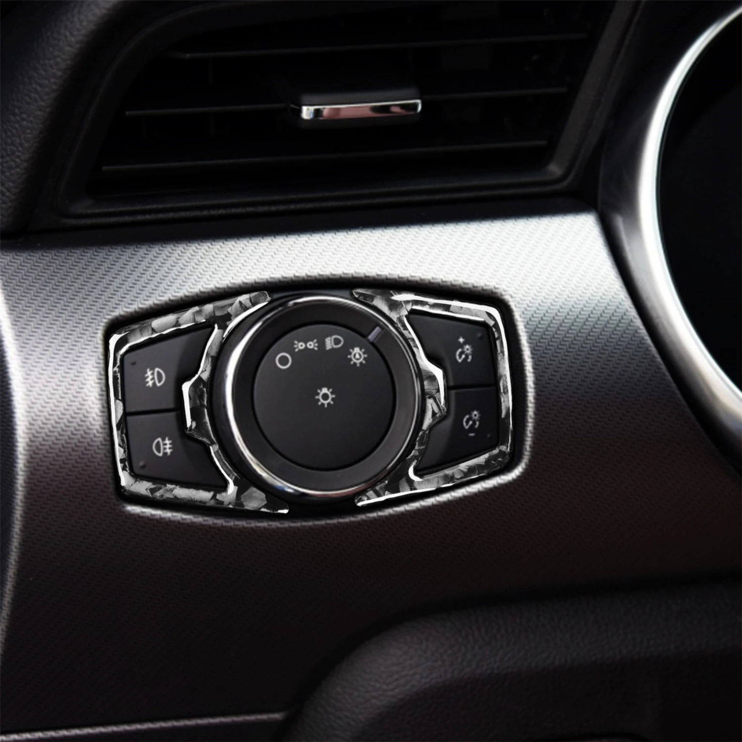 2 Pieces Headlight Switch Decoration Sticker Forged Pattern Carbon Fiber Automotive Interior Accessories for 2015-2020 Mustang
2 Pieces Headlight Switch Decoration Sticker Forged Pattern Carbon Fiber Automotive Interior Accessories for 2015-2020 Mustang