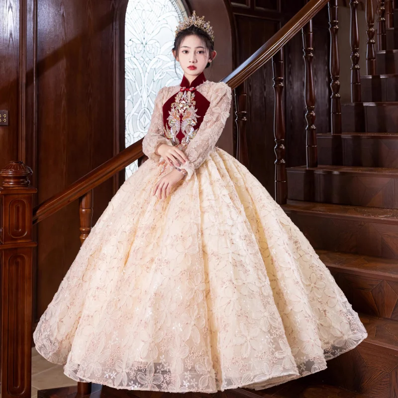 Girls' Dress Piano Performance Luxury Niche High-end Festive Spring Autumn Red Children's Birthday Princess Dress Host
Girls' Dress Piano Performance Luxury Niche High-end Festive Spring Autumn Red Children's Birthday Princess Dress Host
